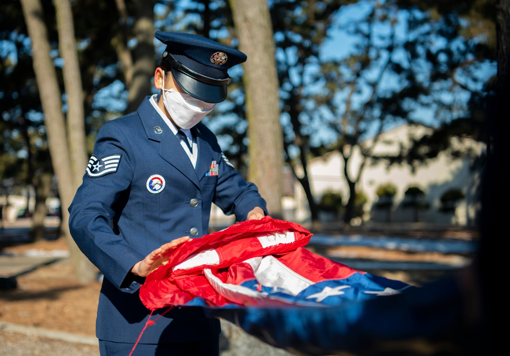 American flags are retired and burned during ceremony.