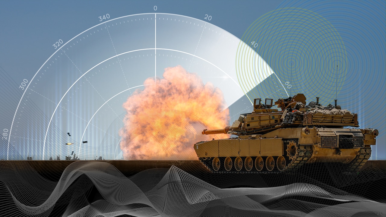 An illustration shows a tank firing its cannon.