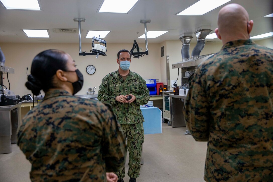 U.S. Marine Corps Sgt. Maj. Troy E. Black, the 19th Sergeant Major of the Marine Corps, receives a capabilities brief at the Armed Forces Medical Examiner System at Dover Air Force Base, Dover, Delaware, Feb. 8, 2022. The Sergeant Major of the Marine Corps conducted the visit to thank the service members responsible for receiving and caring for fallen service members. The Armed Forces Medical Examiner System provides the Department of Defense and other federal agencies comprehensive forensic investigative services, to include forensic pathology, DNA Forensics, forensic toxicology, and medical mortality surveillance. (U.S. Marine Corps photo by Staff Sgt. Victoria Ross)