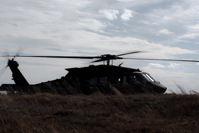 UH-60 Blackhawk Helicopter on horizon