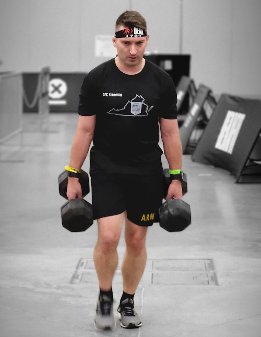 Sgt. 1st Class Matt Stemmler competes for a spot on the All Guard Endurance Team during tryouts Jan. 15, 2022, in Austin, Texas.