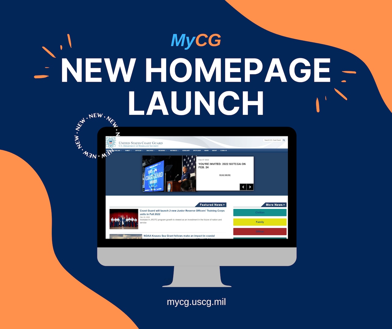 MyCG homepage announcement