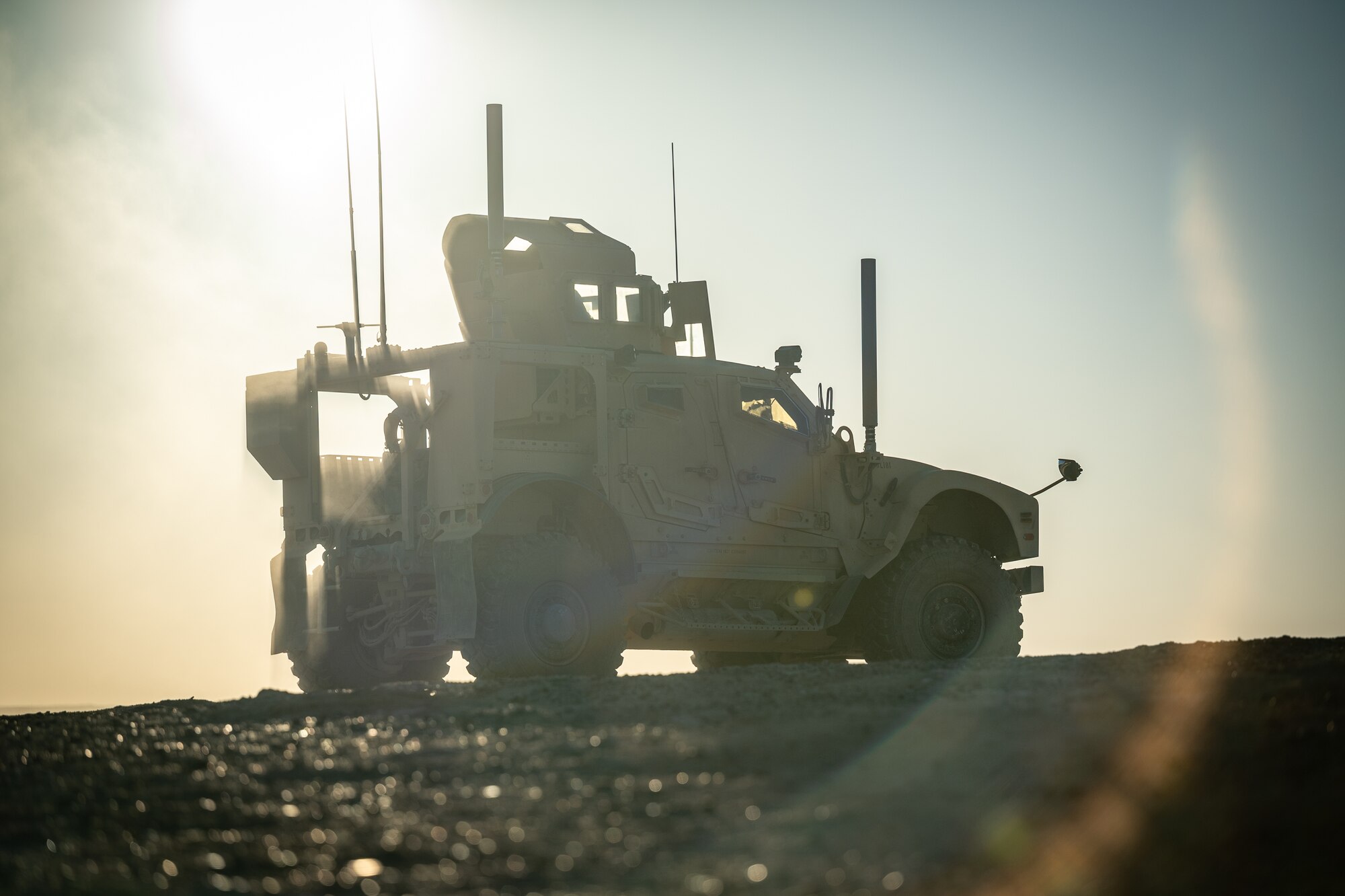 332d Air Expeditionary Wing Security Forces Airmen return to normal operations after completing a counter small unmanned aircraft system non-friendly detection training exercise in Southwest Asia Feb. 12, 2022. (U.S. Air Force photo by Master Sgt. Christopher Parr)