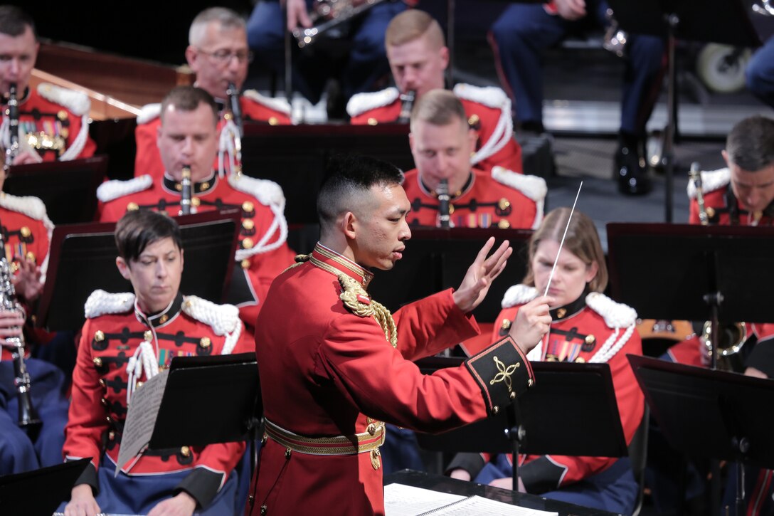 On Feb. 20, 2022, the Marine Band performed the concert "Songs from Around the World," conducted by 1st Lt. Darren Y. Lin. (U.S. Marine Corps Photos by Gunnery Sgt. Rachel Ghadiali/Released)