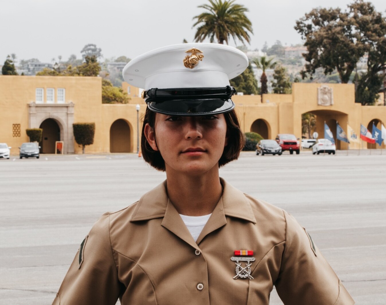 U.S. Marine Corps Pfc. Leslie Cook, a Marine with Lima Company, 3rd Recruit Training Battalion, claims she's relieved to be ending this chapter in her journey of becoming a Marine. “I’m extremely proud of myself, and so relieved that this part has finally come to an end. I feel like now I am good enough to have the title, United States Marine,” says Cook at Marine Corps Recruit Depot San Diego on May 6, 2021. Cook was one of the fifty-three females to graduate with the first female integrated company at MCRD San Diego. Delarosa was recruited out of Recruiting Sub-Station South Bay, Recruiting Station Orange County. (U.S. Marine Corps photo by Sgt. Sarah Ralph)