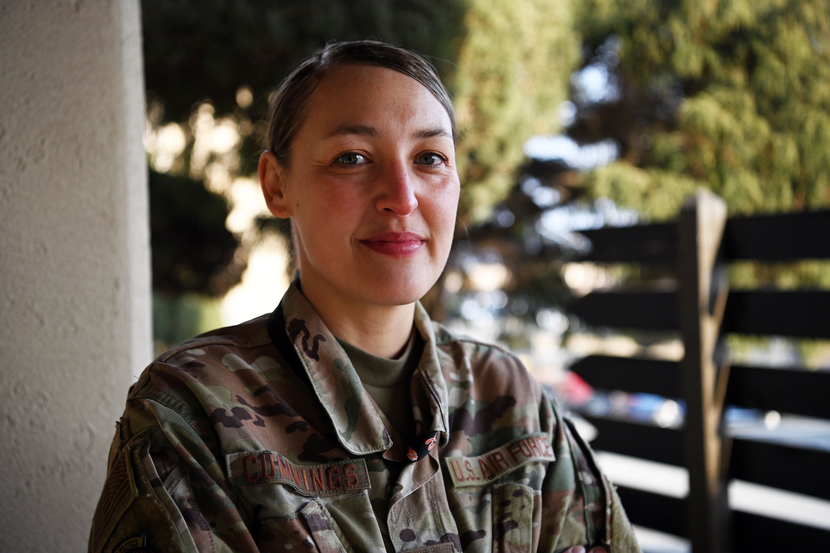 Tech. Sgt. Kinga Cummings, 303rd Intelligence Squadron, stands for a photo on Osan Air Base, Republic of Korea, February 16, 2022. Cummings immigrated from Poland to the U.S. when she was 14. (U.S. Air Force photo by Master Sgt. Rachelle Morris)