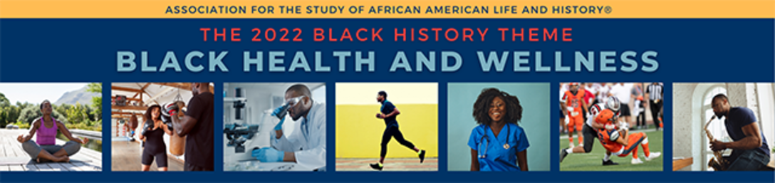 Graphic with photo strip representing Black health and wellness
