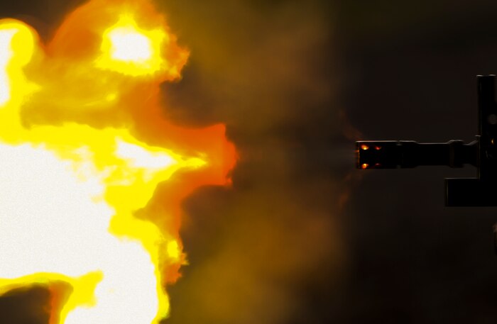 An M249 Light Machine Gun is fired Feb. 15, 2022, at Beale Air Force Base, California.