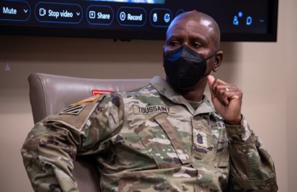 The U.S. Army Corps of Engineers' senior enlisted adviser Command Sgt. Maj. Patrickson Toussaint visited the Jacksonville District February 16-17. (USACE photo by Bri Sanchez)