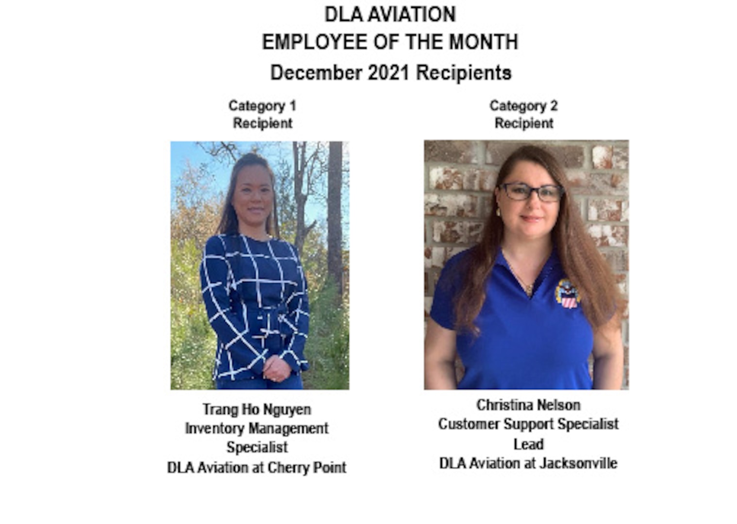 December employees of the month recognized for exemplary work performance