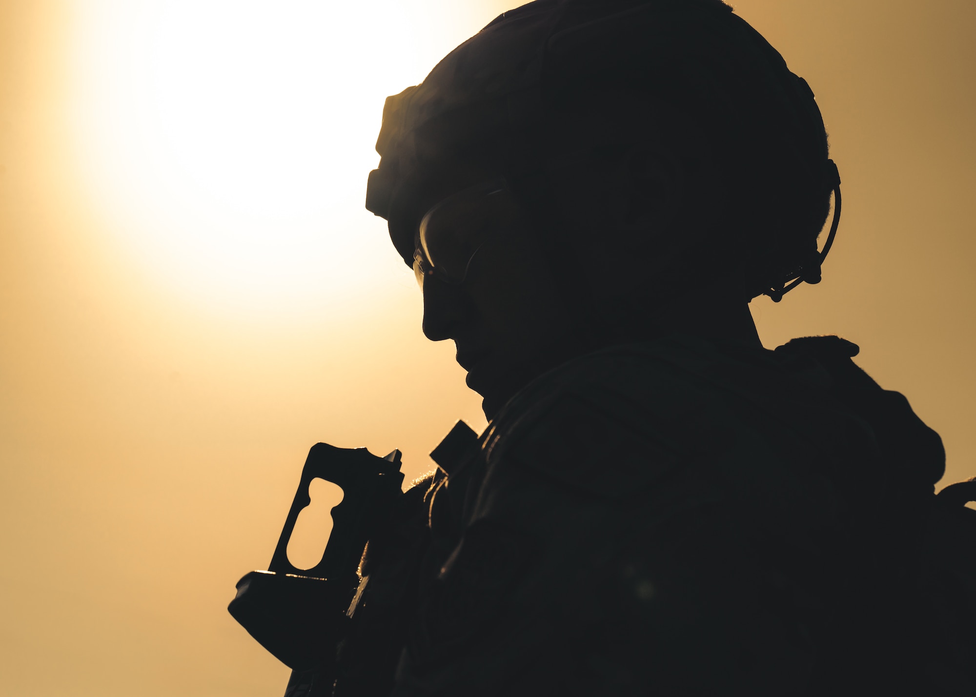 U.S. Air Force Senior Airman Ethan Vuckovich, 6th Security Forces Squadron commercial search gate member, awaits instruction from cadre during Emergency Services Team (EST) tryouts at MacDill Air Force Base, Florida, Feb. 4, 2022.