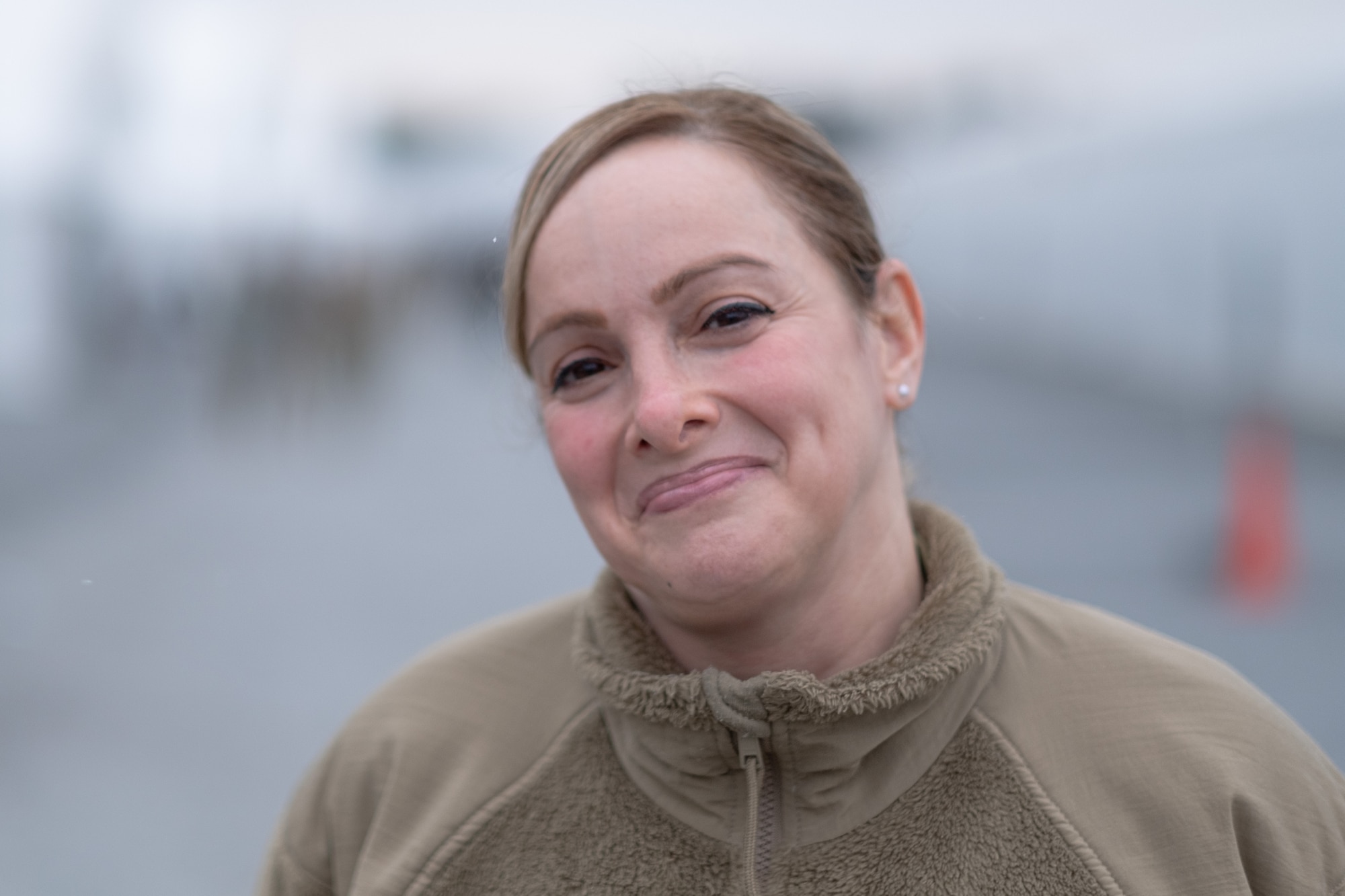 U.S. Air Force Tech. Sgt. Anita Maldonado, aerospace medicine technician with the 514th Aerospace Medicine Squadron, 514th Air Mobility Wing, Joint Base McGuire-Dix-Lakehurst, N.J., poses for a portrait while performing duties at Operation Allies Welcome. The Department of Defense, through U.S. Northern Command, and in support of the Department of Homeland Security, is providing transportation, temporary housing, medical screening, and general support for at least 50,000 Afghan evacuees at suitable facilities, in permanent or temporary structures, as quickly as possible. This initiative provides Afghan personnel essential support at secure locations outside Afghanistan. (U.S. Air Force photo by 2nd Lt. Michael Hong)