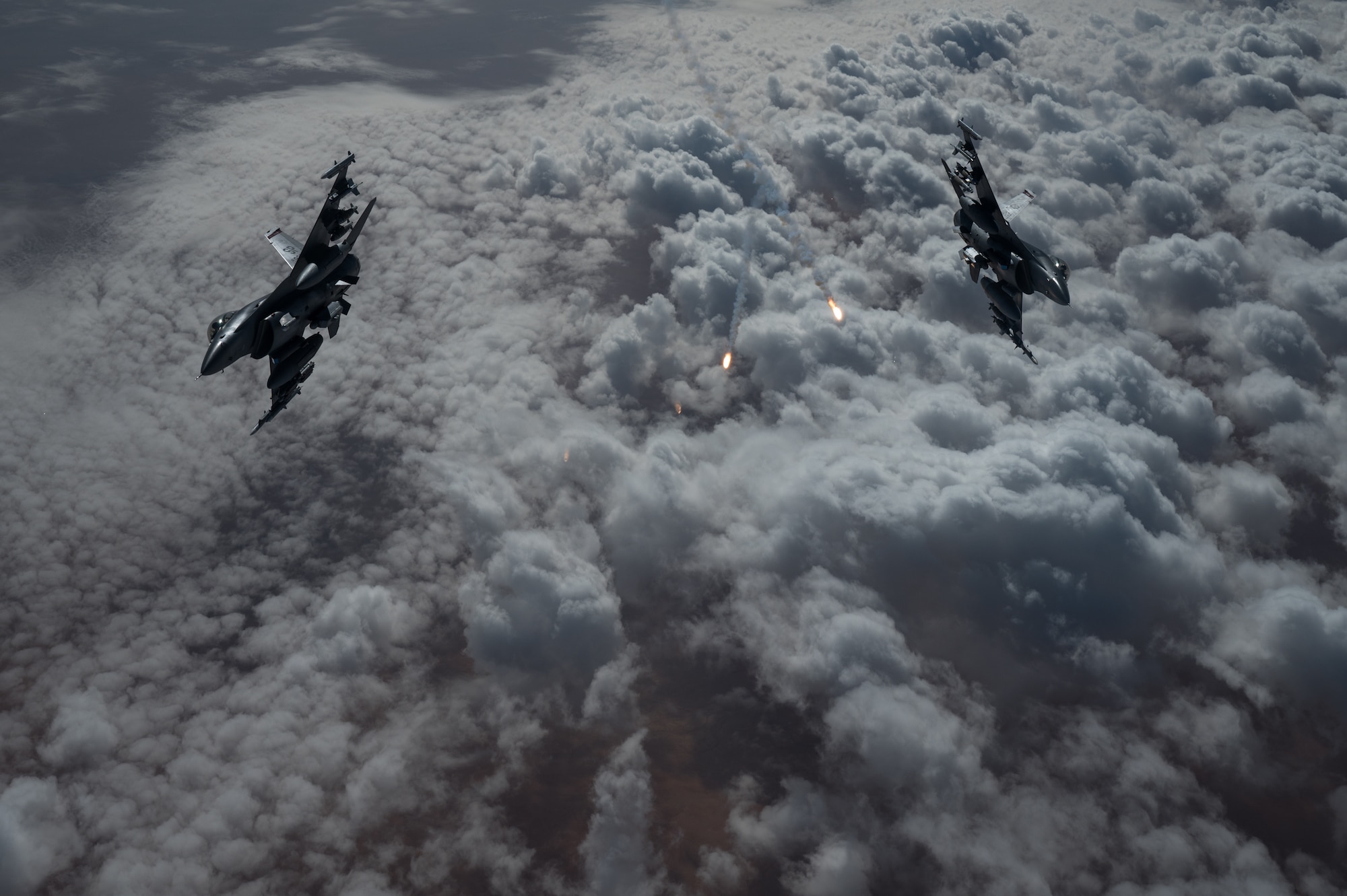 U.S. Air Force F-16 Fighting Falcons fly in the U.S. Central Command area of responsibility. (U.S. Air Force photo by Staff Sgt. Sean Carnes)
