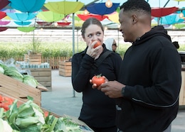 Soldiers eat fruit and vegetables