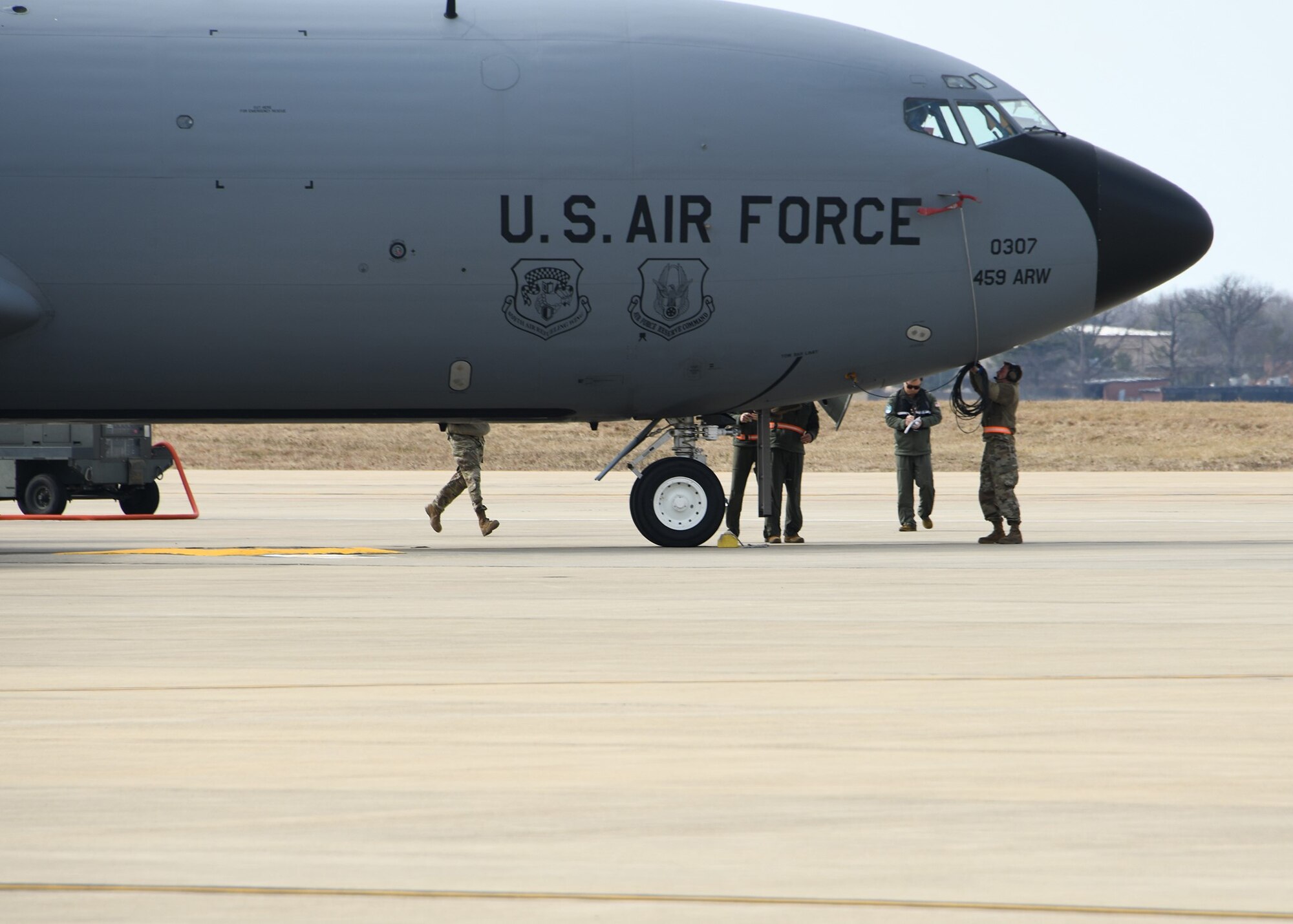 The 459th Air Refueling Wing held a readiness exercise over the February Unit Training Assembly weekend to demonstrate its preparedness when needed. Members from the maintenance, mission support, and operations groups were tested on their ability to respond, their knowledge, and their problem-solving skills. The wing conducts exercises periodically to keep capability at the highest level. Col Gregory Buchanan, 459th ARW Commander said, “The global environment is constantly shifting and we must be prepared to meet any threat we are called to engage. I’m very proud of the effort our Liberators put into their training.” (U.S. Air Force photo by Staff Sgt. Cierra Presentado)