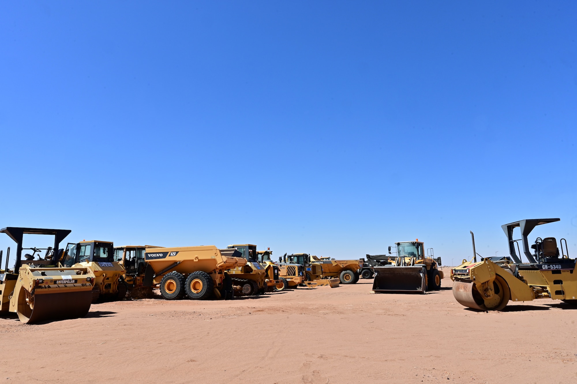 The 724th Expeditionary Air Base Squadron logistic readiness flight (LRF) received approval through the foreign excess personal property (FEPP) program to transfer approximately 30 construction vehicles, worth $5.5 million to the Government of Niger at Nigerien Air Base 201, Agadez, Niger, Feb. 11, 2022. The FEPP program is a process used by the U.S. government to permanently transfer unneeded property to a foreign government. This process saves taxpayer dollars and also increases partner nation’s defense capabilities. (U.S. Air Force photo by Tech. Sgt. Stephanie Longoria)