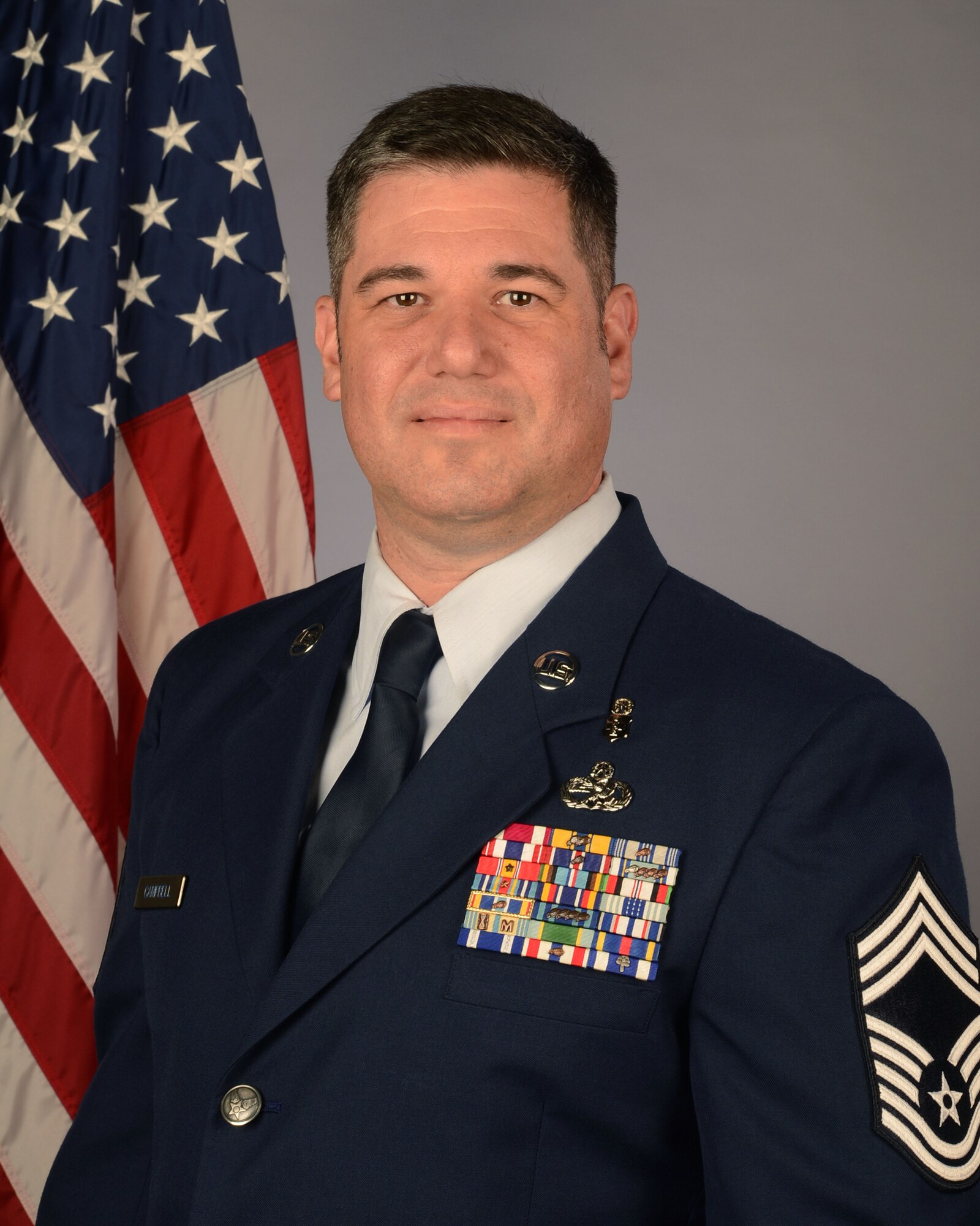 U.S. Air Force Chief Master Sgt. Durham Campbell, 169th Medical Group superintendent, August 5, 2021 at McEntire Joint National Guard Base, South Carolina. (U.S. Air National Guard photo by Senior Master Sgt. Edward Snyder, 169th Fighter Wing Public Affairs)