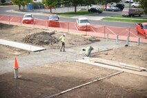 Landscape project in progress on August 09, 2021 (North entrance view).