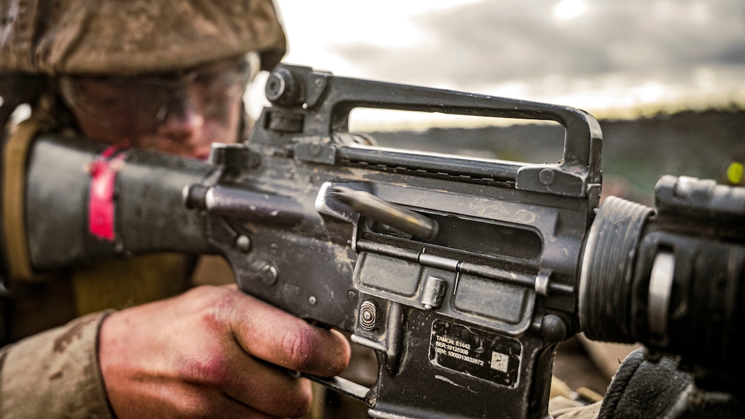 U.S. Marine Corps Recruit Tyler Leggett, a recruit with Alpha Company, 1st Recruit Training Battalion, fires blank rounds during a simulated ambush on Marine Corps Base Camp Pendleton, California, Dec. 29, 2021. This event was a segment of the crucible – the culminating event of recruit training. After completing the crucible’s physically and mentally demanding challenges over the course of 54-hours with limited food and sleep, the recruits will finally have the privilege to call themselves United States Marines. Leggett was recruited out of Los Angeles, Calif. with Recruiting Lancaster. (U.S. Marine Corps photo by Sgt. Christopher A. Madero)