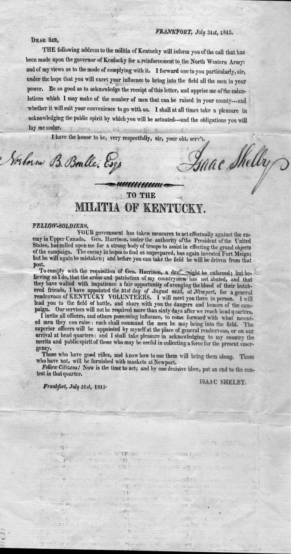 Isaac Shelby's Call to Arms
