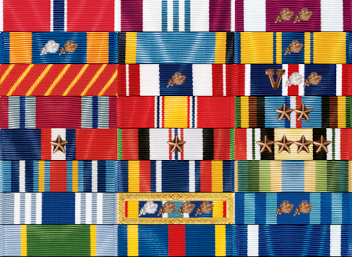 Depiction of a military ribbon rack