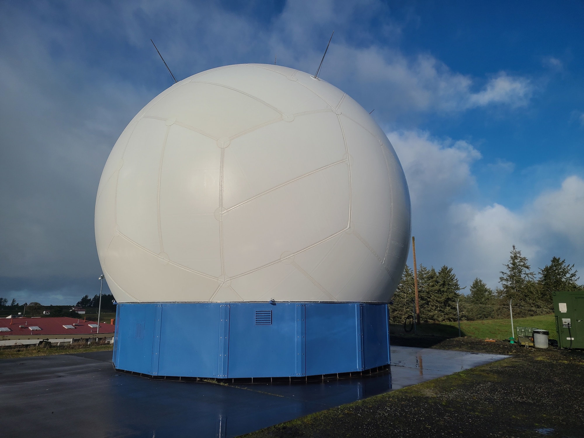 Installation of the 116th Air Control Squadron’s new radome structure was completed Dec. 13, 2021, at Camp Rilea, Warrenton, Ore. The system will protect the squadron's TP-75 antenna array against harsh weather on the Oregon coast and reduce labor.