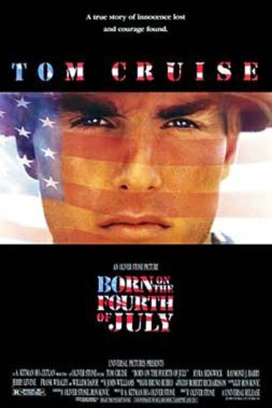 Tom Cruise is shown on the movie poster for "Born on the Fourth of July."