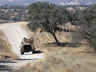 3rd Infantry Division Soldiers participate in Bradley Vehicle Excursion 3 test event with the Integrated Visual Augmentation System (IVAS) prototype Capability Set 4 at Camp Roberts, Ca in September 2021.