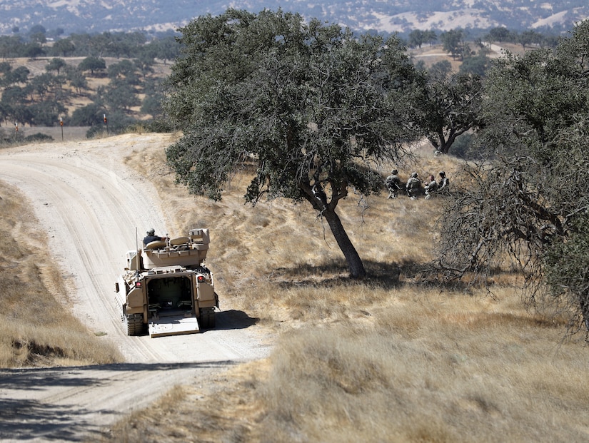 3rd Infantry Division Soldiers participate in Bradley Vehicle Excursion 3 test event with the Integrated Visual Augmentation System (IVAS) prototype Capability Set 4 at Camp Roberts, Ca in September 2021.