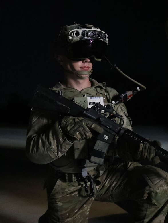 3rd Infantry Division Soldiers participate in Bradley Vehicle Excursion 3 test event with the Integrated Visual Augmentation System (IVAS) prototype Capability Set 4 at Camp Roberts, Ca in September 2021.