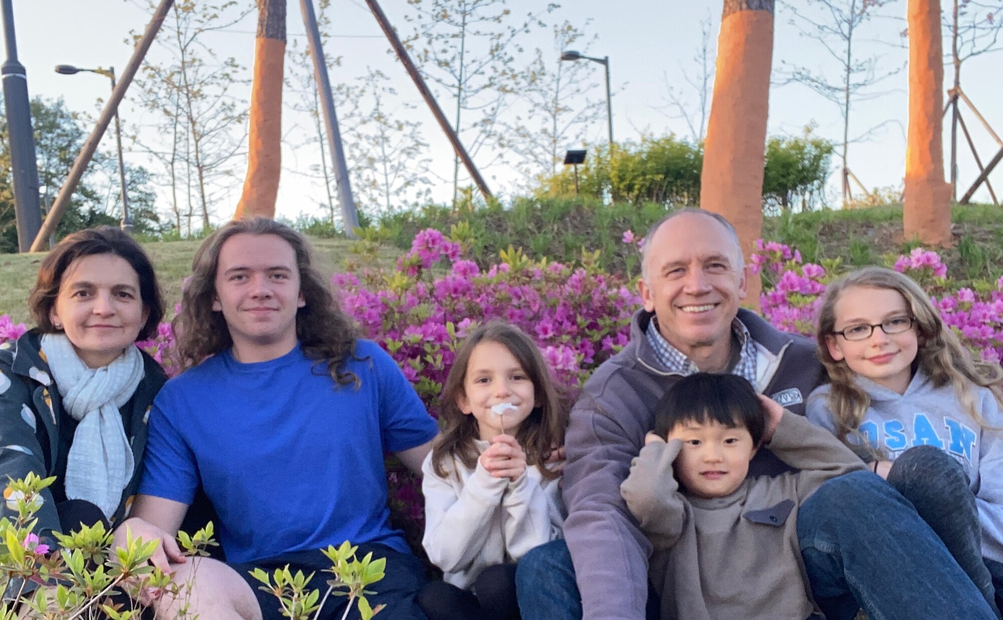 Lt. Col. DJ Abrahamson, Seventh Air Force Inspector General, poses with his family for a photo in the Republic of Korea. His family began fostering their youngest child, Seongbin, in 2017 and hopes to finalize his adoption this year. (U.S. Air Force courtesy photo)