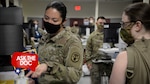 Army Maj. Cynthia Anderson, chief nursing information officer for General Leonard Wood Army Community Hospital, oversees the in-processing of trainees into MHS GENESIS, April 24, 2021 (Chad Ashe, General Leonard Wood Army Community Hospital).