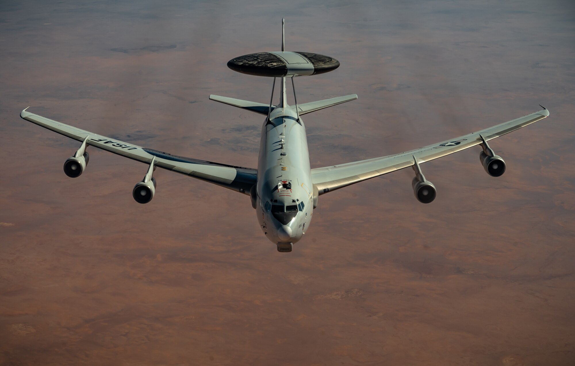E-3 Sentry airborne warning and control system arrives to receive fuel