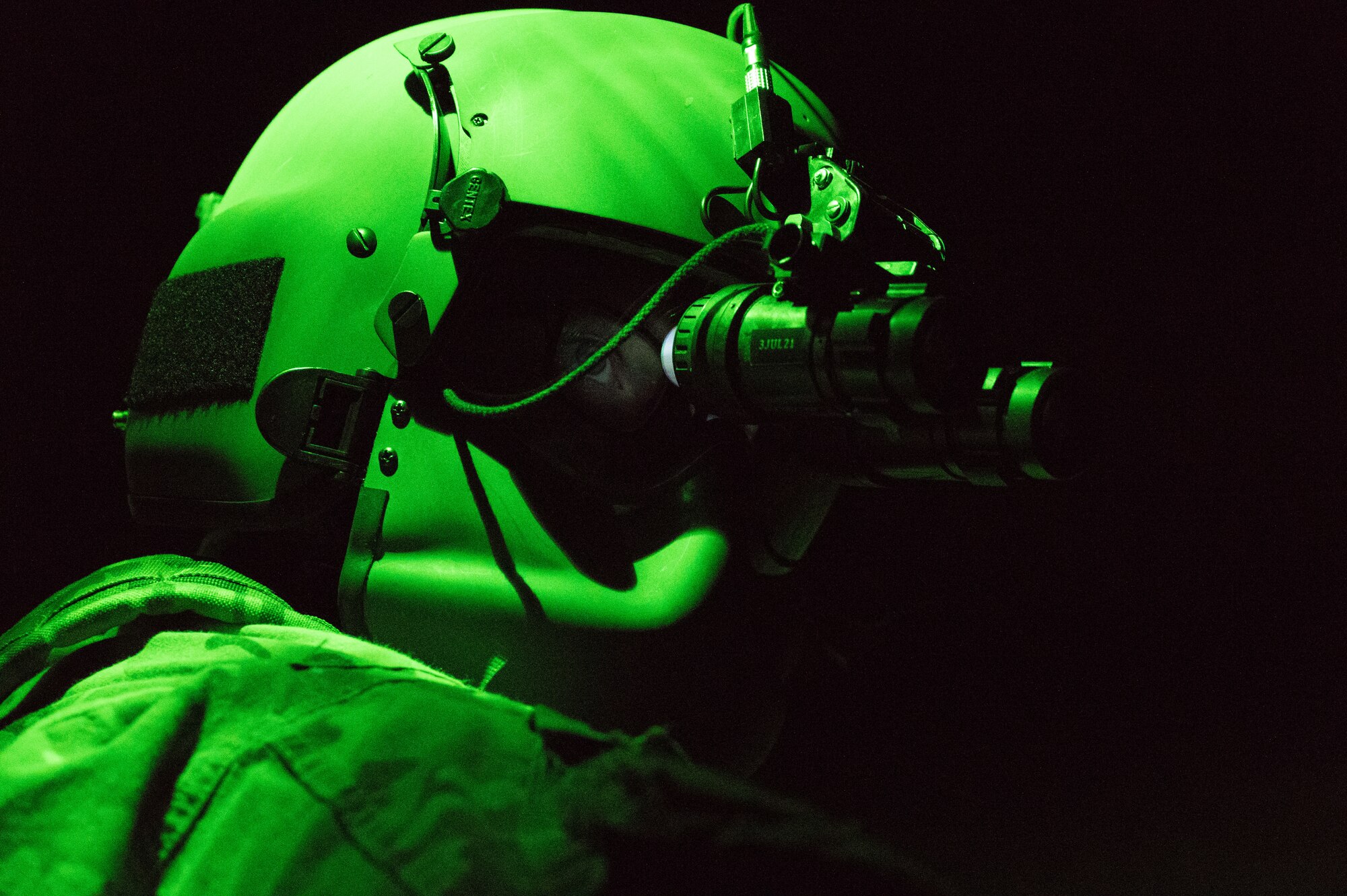 Special missions aviator, watches the tail rotor of a UH-1 Iroquois