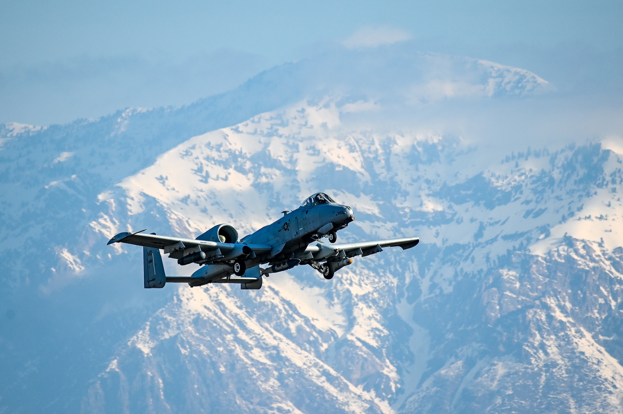 An A-10 Thunderbolt II assigned to the Maryland Air National Guard’s 104th Fighter Squadron takes off