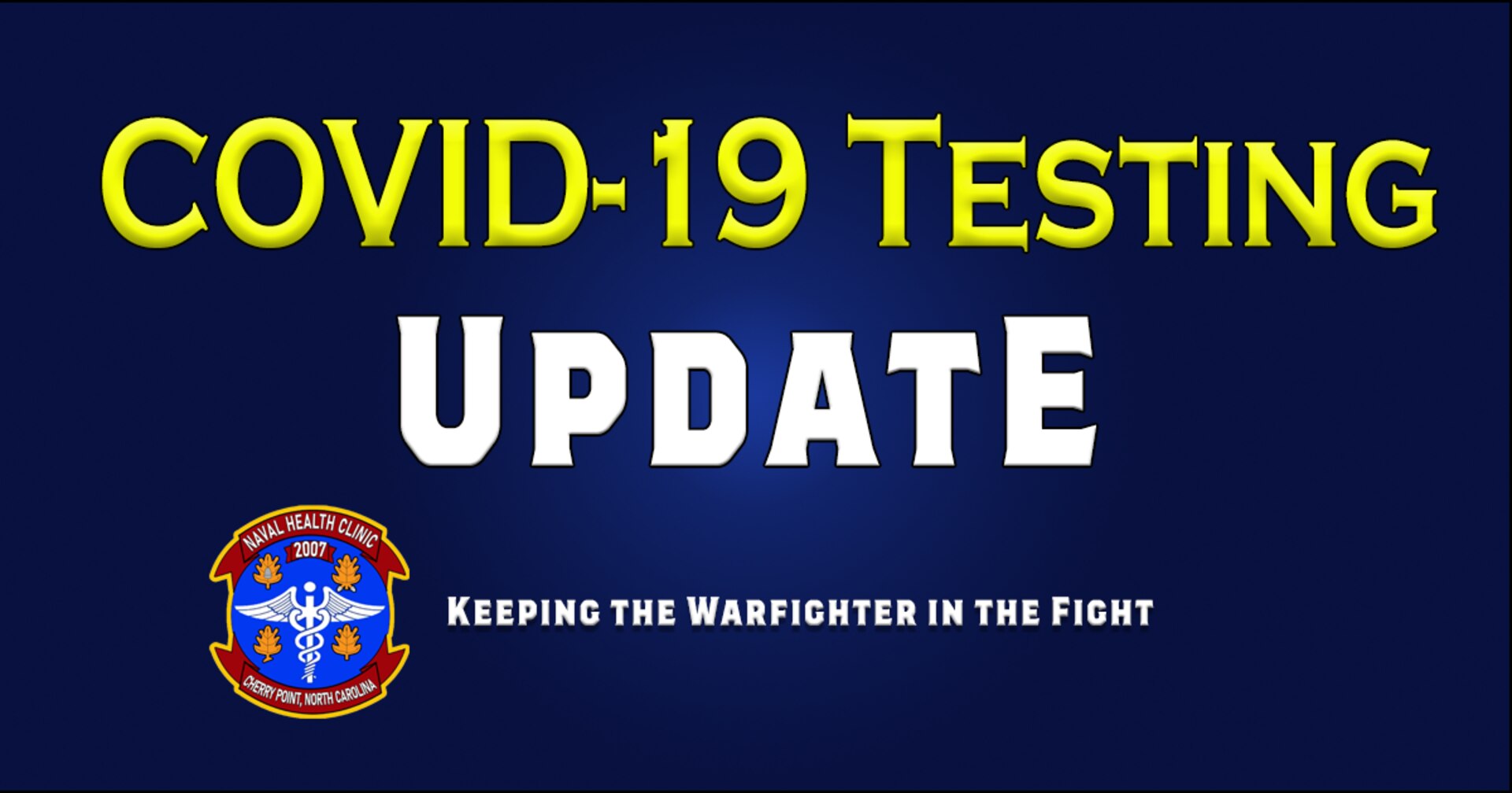 To respect your time and expedite your healthcare experience here at Naval Health Clinic Cherry Point COVID Testing is performed by appointment.
