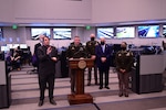 Maj. Gen. Timothy Gowen, the adjutant general of Maryland, speaks at a press conference in Hanover, Md., Jan. 4, 2022, with Gov. Larry Hogan, who declared a state of emergency due to rising COVID-19 hospitalizations. As many as 1,000 Maryland National Guard Soldiers and Airmen will assist state and local health officials with the state’s pandemic response.