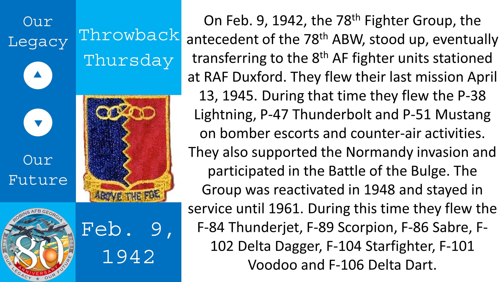 Graphic shows red and blue above the foe shied next to throwback Thursday fact.