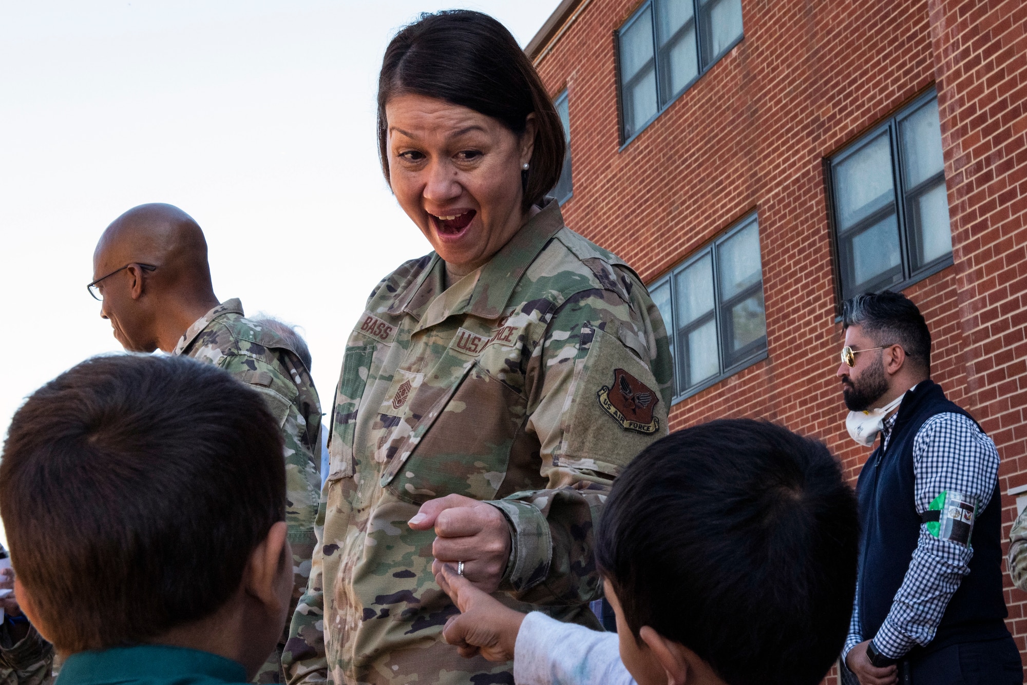 CMSAF Bass greets Afghan children