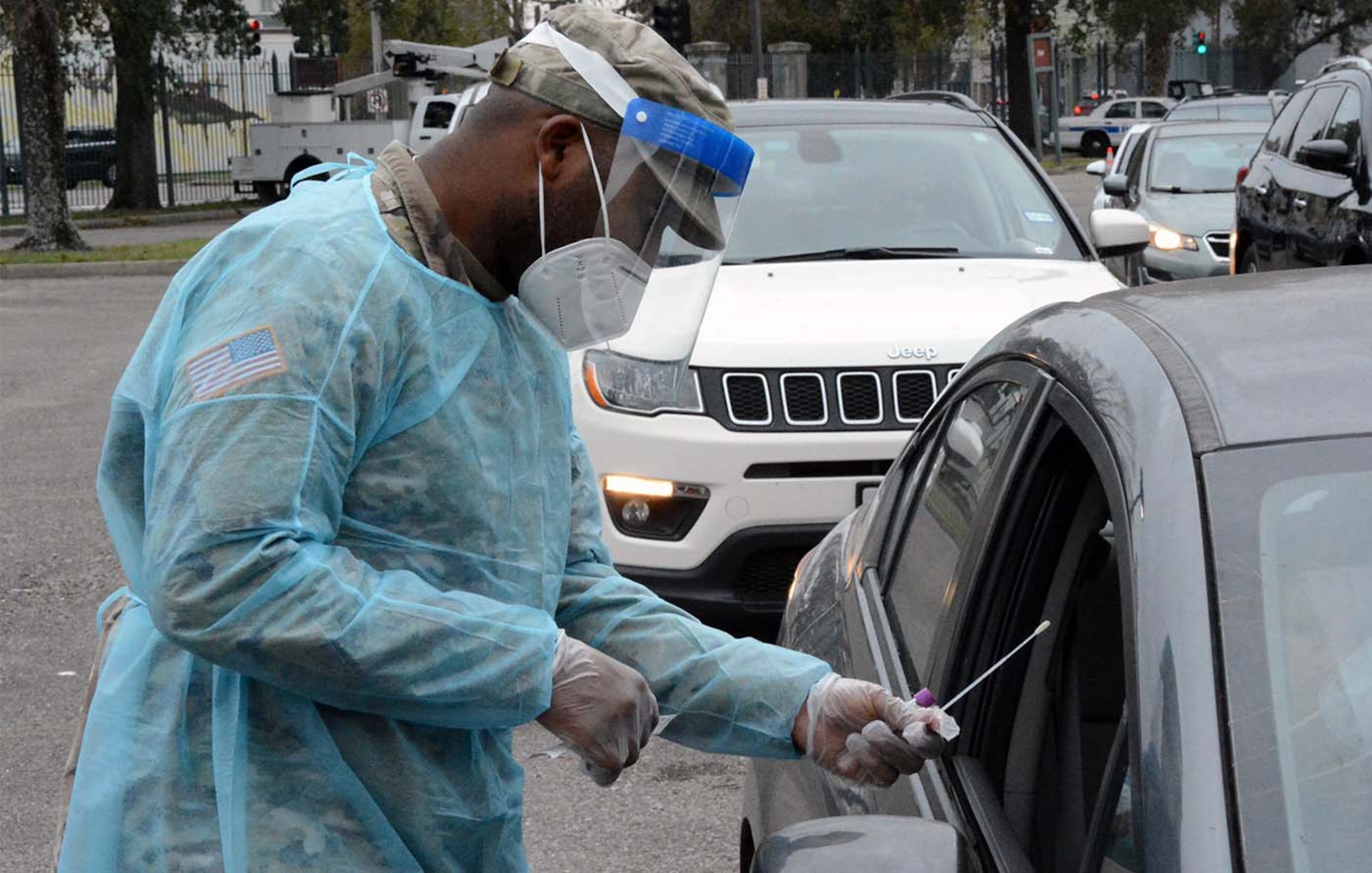 Louisiana National Guard Soldiers and Airmen operate a COVID-19 testing and vaccination site at the Mahalia Jackson Center in New Orleans Jan 5, 2022. As of Jan. 6, Guardsmen have administered more than 542,000 COVID-19 tests and 206,300 vaccines.