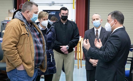 Senators Reed, Tester and Secretary of the Navy Del Toro tour NUWC Division Newport laboratories