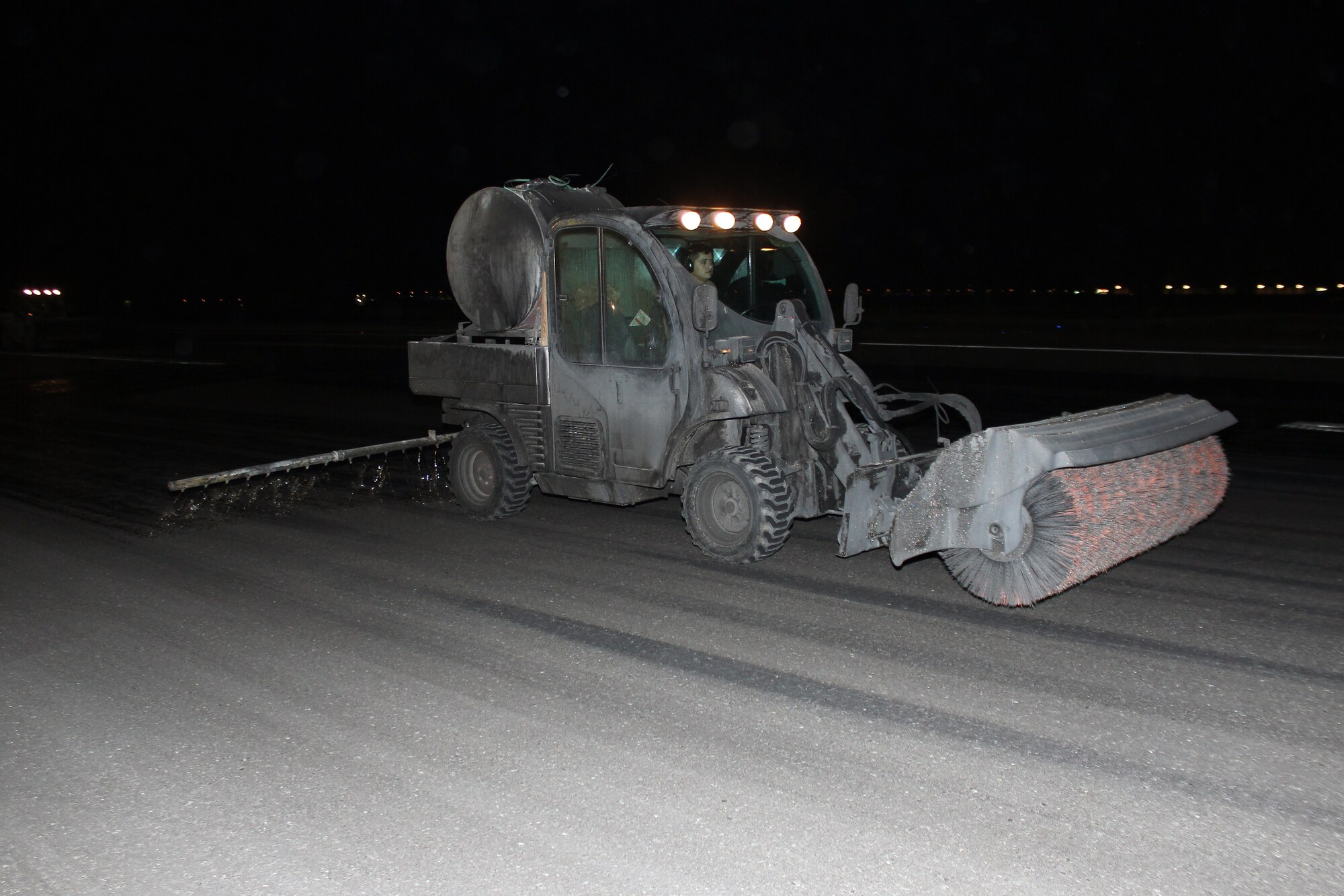 The Airmen from the 577th EPBS are visiting air bases around the Central Command area of responsibility, performing the rubber removal task