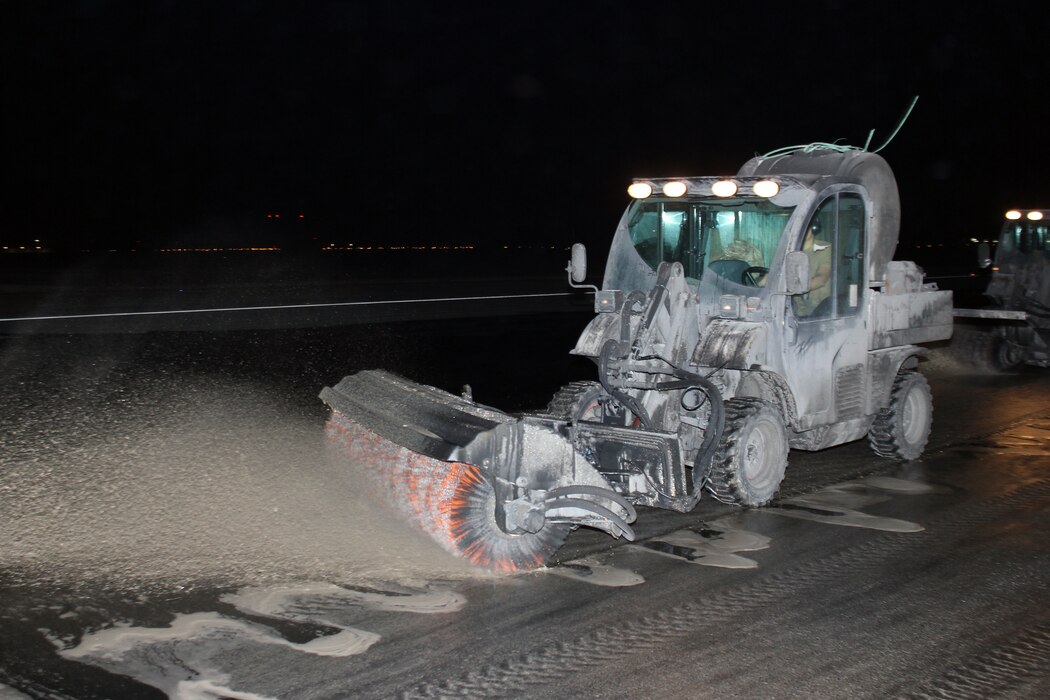 The Airmen from the 577th EPBS are visiting air bases around the Central Command area of responsibility, performing the rubber removal task