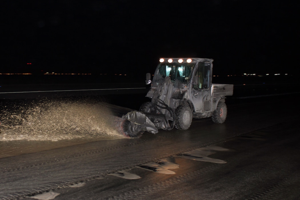 The Airmen from the 577th EPBS are visiting air bases around the Central Command area of responsibility, performing the rubber removal task