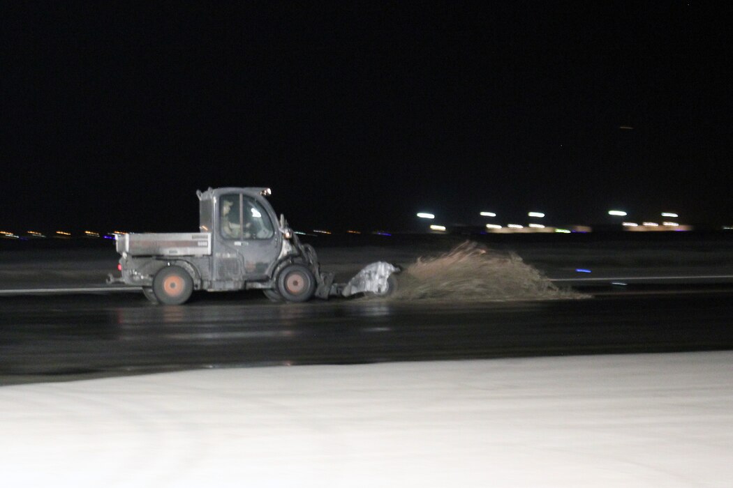 The Airmen from the 577th EPBS are visiting air bases around the Central Command area of responsibility, performing the rubber removal task