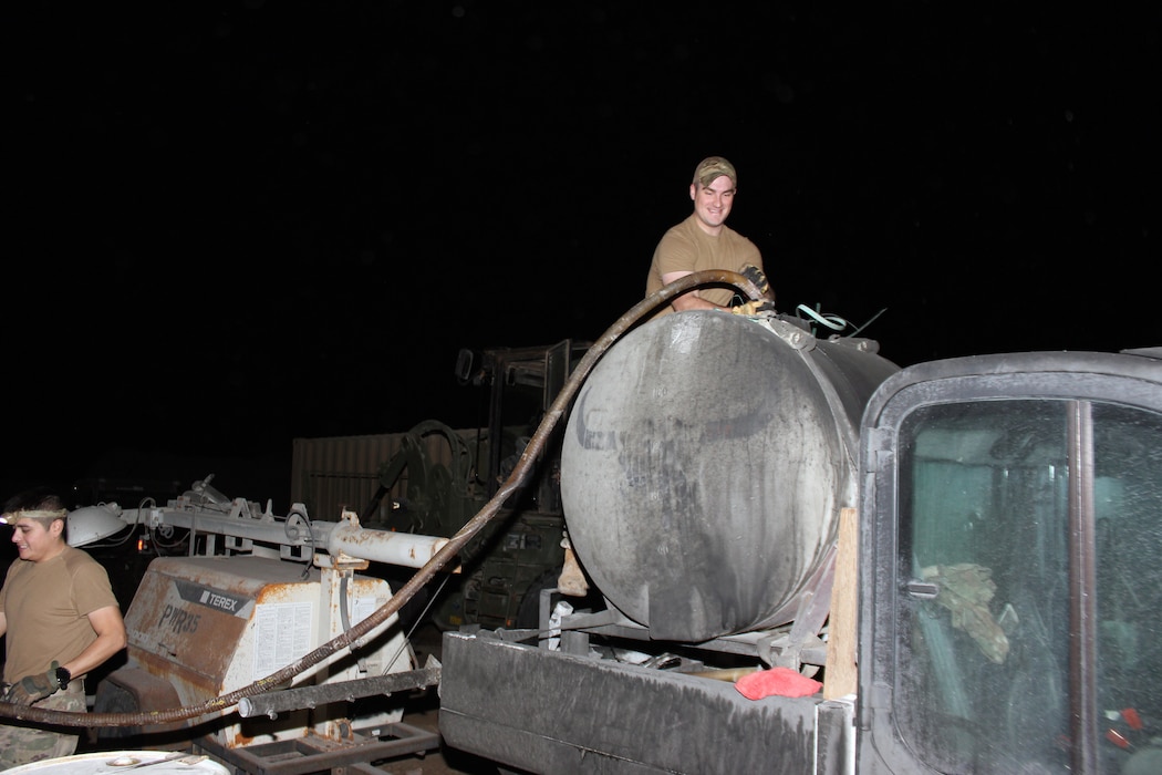 The Airmen from the 577th EPBS are visiting air bases around the Central Command area of responsibility, performing the rubber removal task