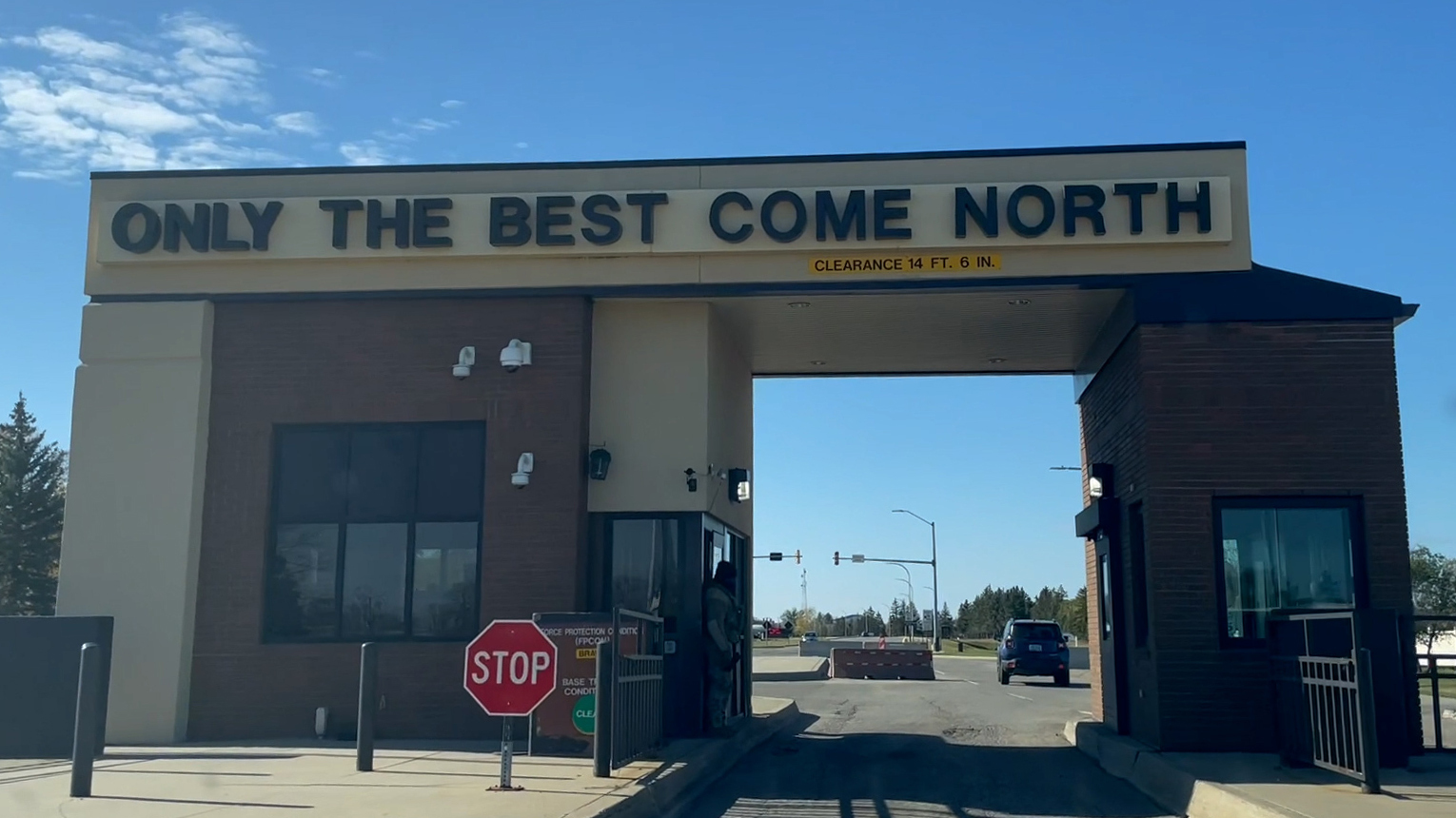 A photo of the Magic City gate at Minot Air Force Base, N.D.