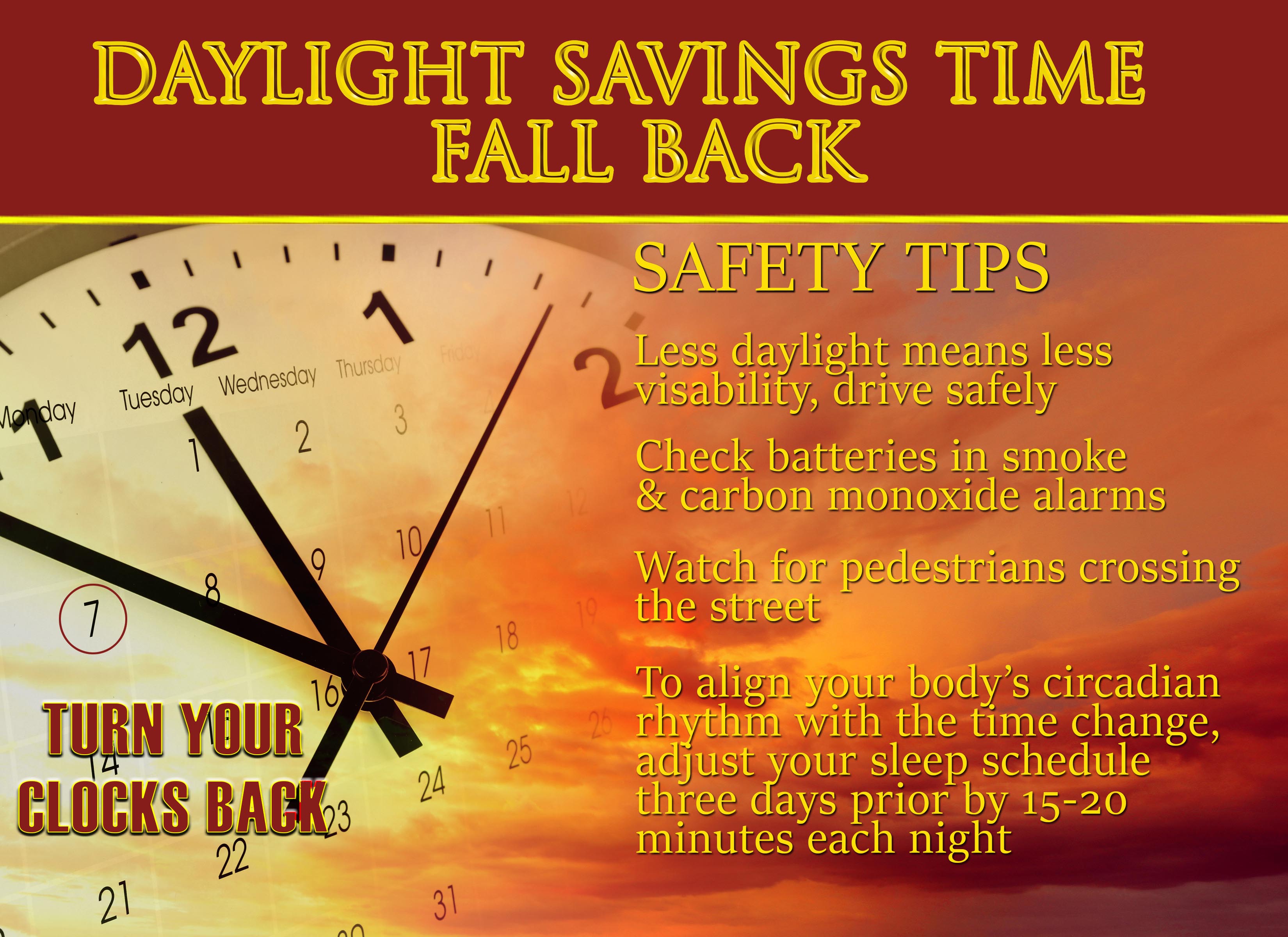 Daylight Savings Time Fall Back Poster