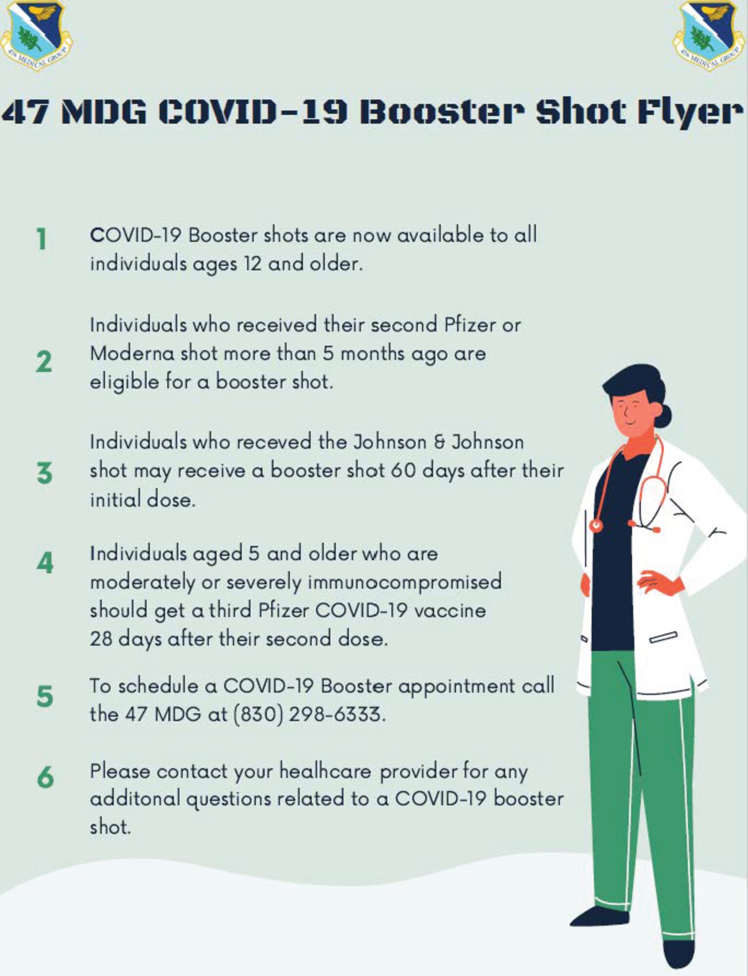 Booster Shot Flyer from the 47th Medical Group
