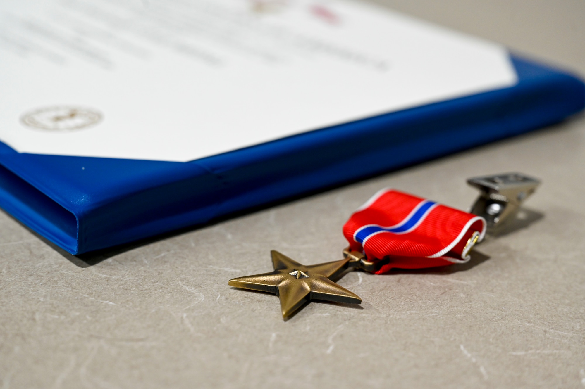 A photo of a bronze star medal